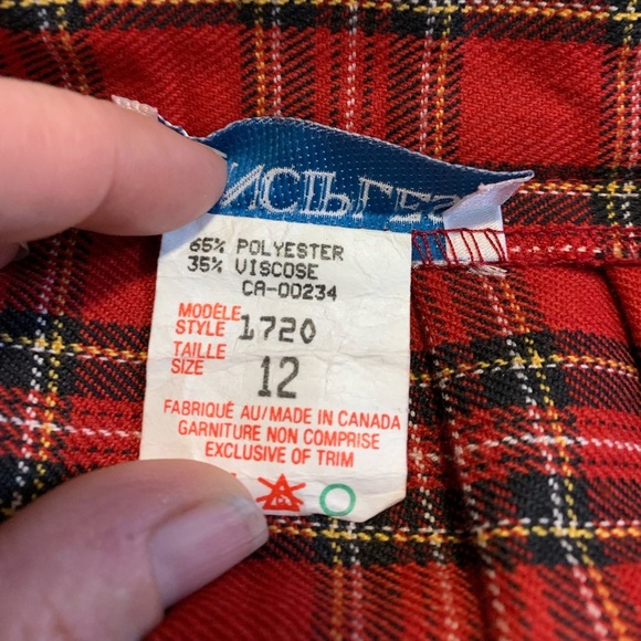 Vintage 70s/80s Principles Red Plaid Pleated Midi Skirt Size 12 - Picture 7 of 8